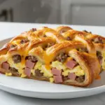 cheesy breakfast casserole with flaky crescent rolls - featured image