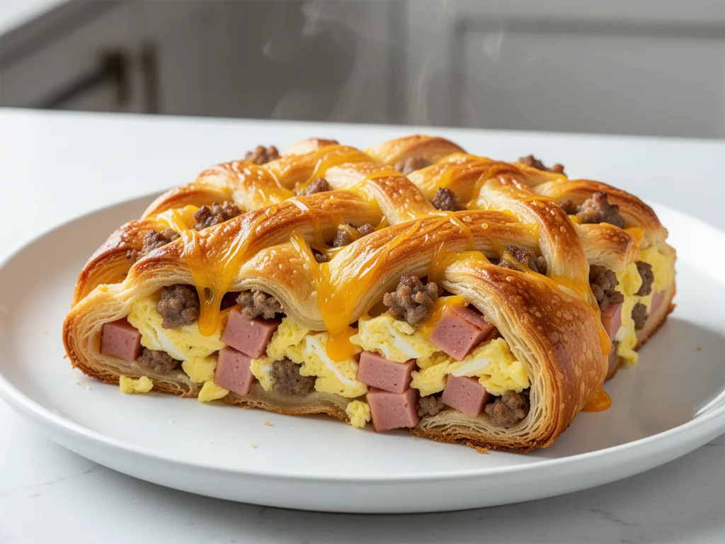 Cheesy Breakfast Casserole with Flaky Crescent Rolls (Easy) 4 cheesy breakfast casserole with flaky crescent rolls preparation steps