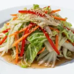 crisp cabbage slaw salad with sesame dressing - featured image