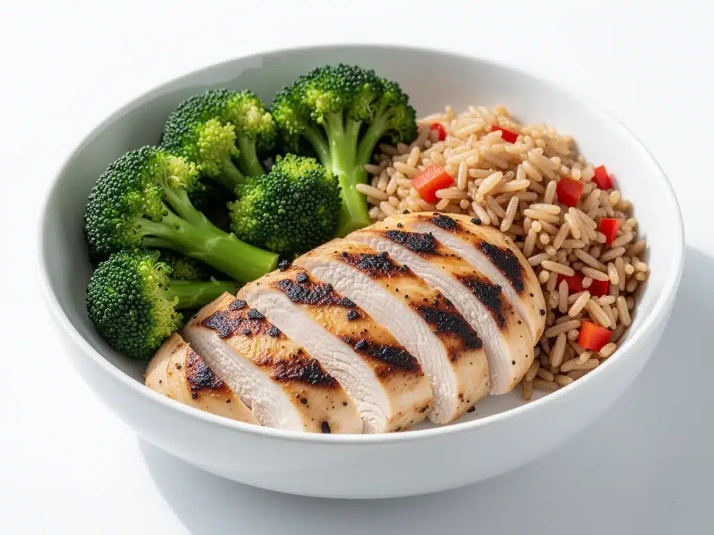 high protein chicken meal prep bowls - featured image