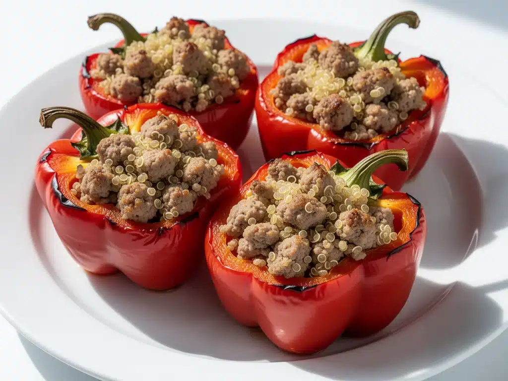 High Protein Turkey and Quinoa Stuffed Peppers - featured image