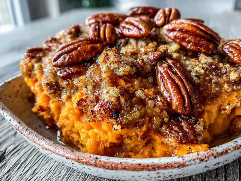 Easy Fall Maple Pecan Sweet Potato Casserole - featured image
