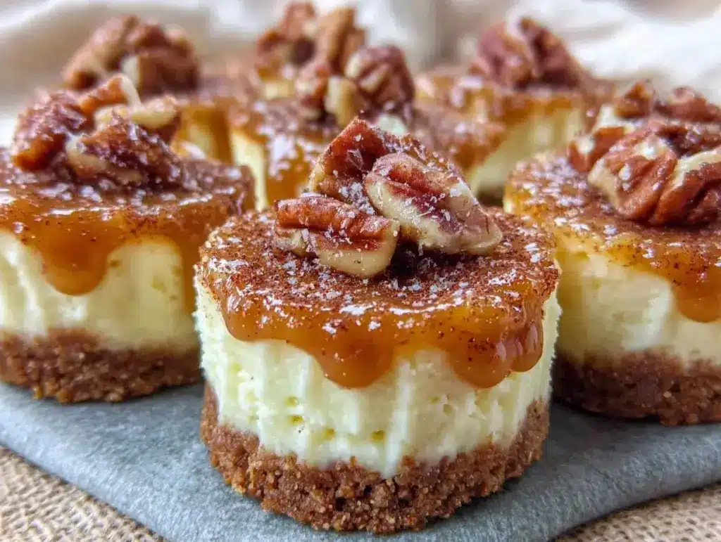 fall baby shower maple pecan mini cheesecake bites - featured image
