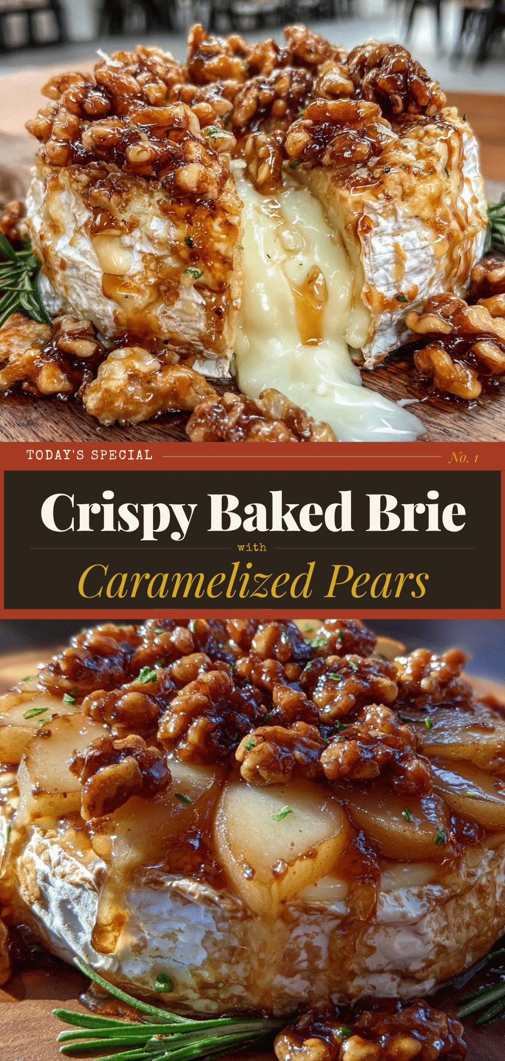 Small-Batch Baked Brie with Pears & Walnuts: 1 Serving 5 Small-Batch Baked Brie with Pears and Walnuts recipe